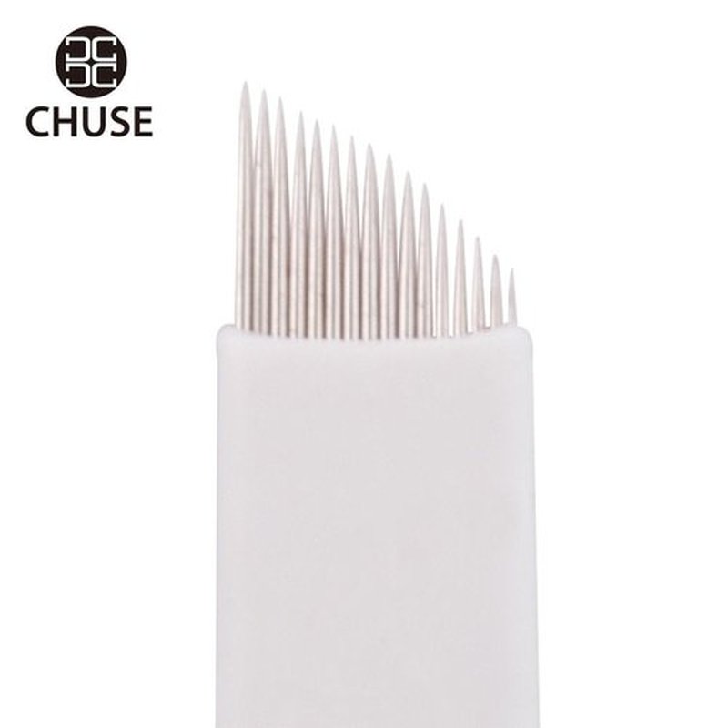 Chuse S16 50pcs Permanent Makeup Manual Eyebrow Tattoo Needle Curved Blade 16 Needles
