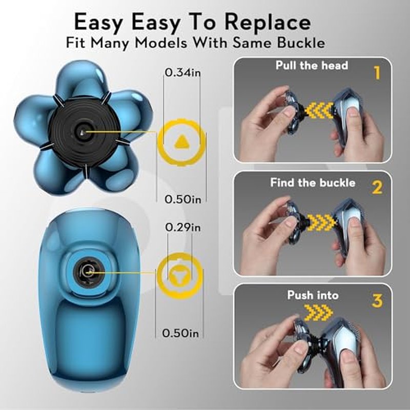 Head Shaver Replacement Heads, Kibiy 6 Blades Replacement Head, Bald Shaver Replacement Head, Replacement Shaver Head, Shaver Heads Replacement (#1)