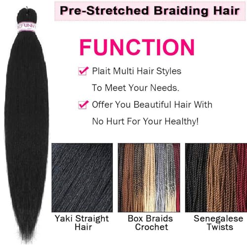 BEFUNNY Pre stretched Braiding Hair 30 Inch 8 Packs Prestretched Braiding Hair Bundles Long Brown/Blonde/White Three Tone Synthetic Crochet Hair For Women, Yaki Straight, Itch Free(30",T4/27/613)