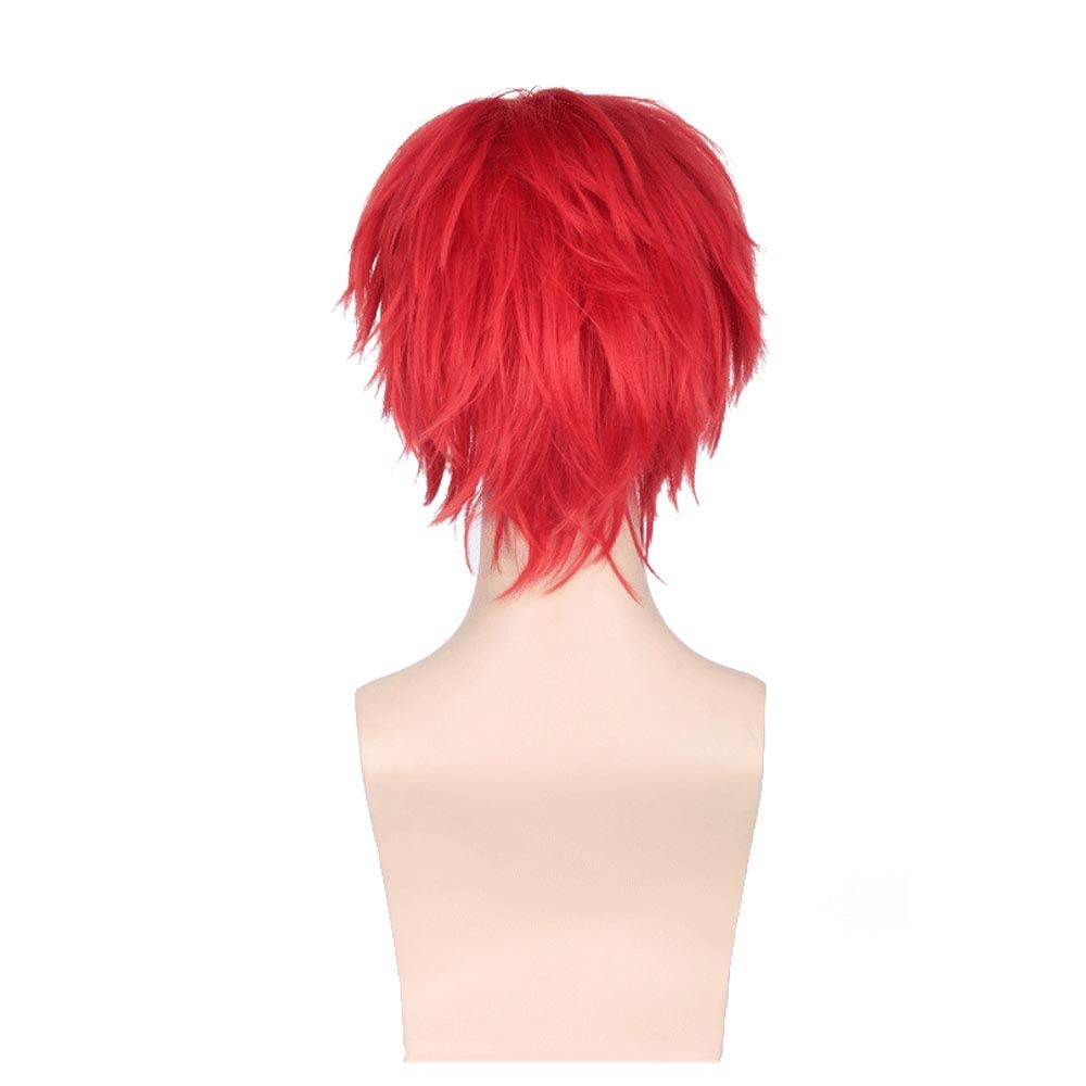 BERON 12" Short Straight Anime Cosplay Wig Bob Party Halloween Costume Dress Up Wig Cap Included (Red)