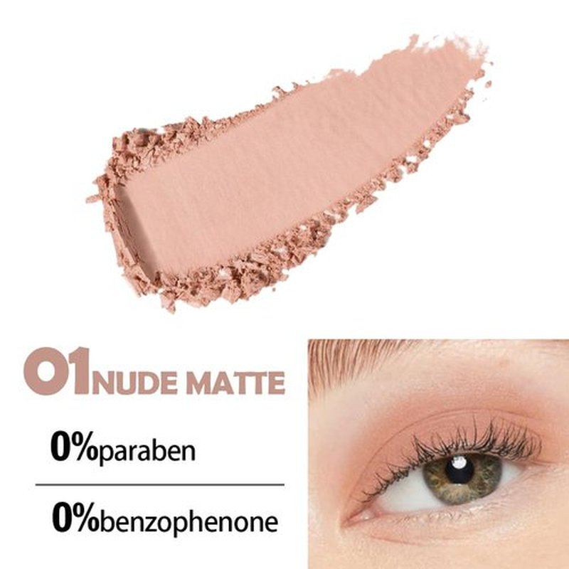 HHLTOH Eyeshadow Single Matte, High-Pigment Monochrome Eye Shadow Pressed Powder, Everyday Velvety Silky Eye Makeup Looks, Professional Long-Lasting Waterproof Single Eyeshadow Palette, Nude 01