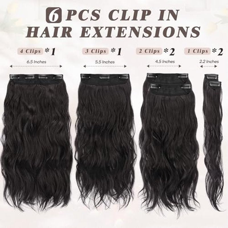 BARSDAR Clip in Hair Extensions for Women - 6PCs Long Wavy Highlight Balayage Hair Extensions Clip in - 20 Inch Full Head Thick Soft Synthetic Clip in Hairpieces Daily- Ash Brown & Blonde