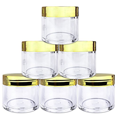 Beauticom 30g/30ml (1 fl. oz.) Double Wall Clear Plastic Leak Proof Jars with Flat Top Lids for Creams, Lotions, Make Up, Powders, Glitters, and more... (Color: Teal Lid, Pieces: 30)