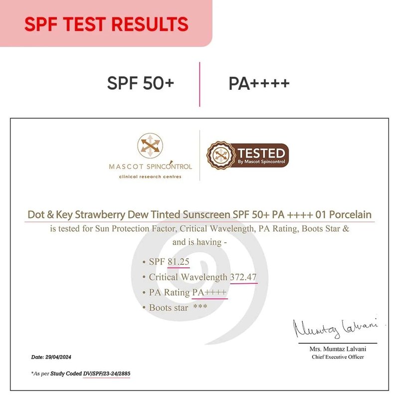 Dott & Keyy Strawberry Dew Tinted Sunscreen, SPF 50+ PA++++,05 Beige 1.7 Fl.oz.