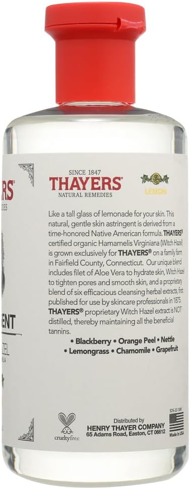 Thayers Witch Hazel Astringent with Aloe Vera Formula, Lemon, 12 Fluid Ounce (Pack of 2)