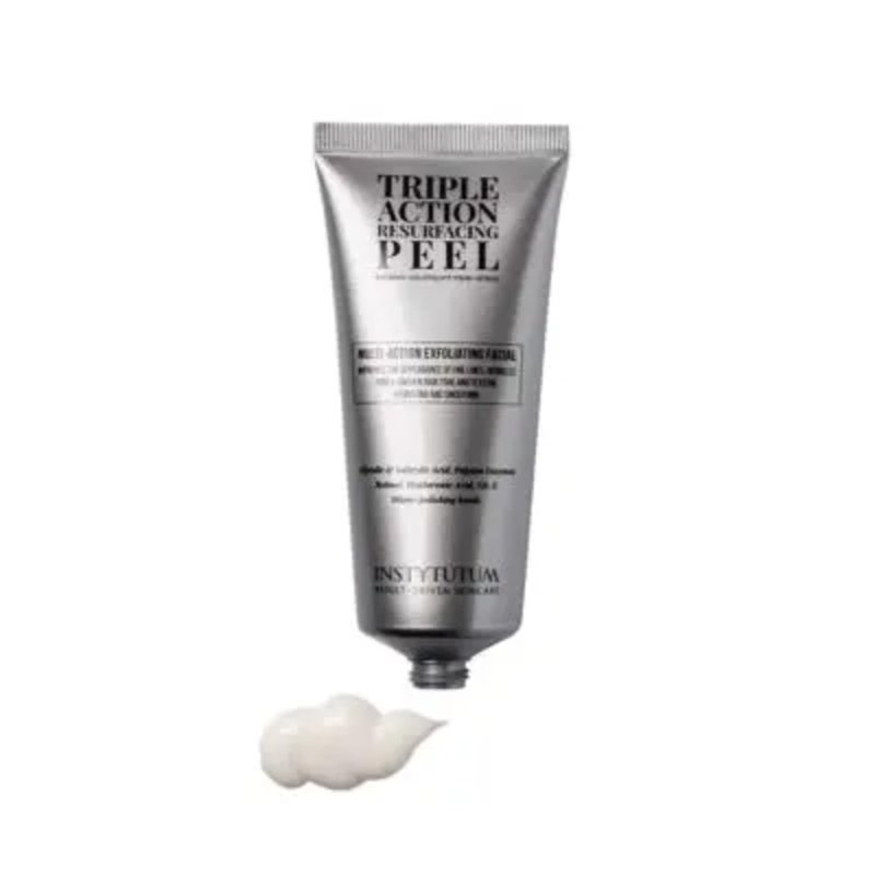 Instytutum Triple Action Resurfacing Peel 2 oz / 60 ml – Multi-Action Exfoliating Facial Treatment with Glycolic Acid, Salicylic Acid, Papaya Enzymes, Blue-Green Algae & Hyaluronic Acid