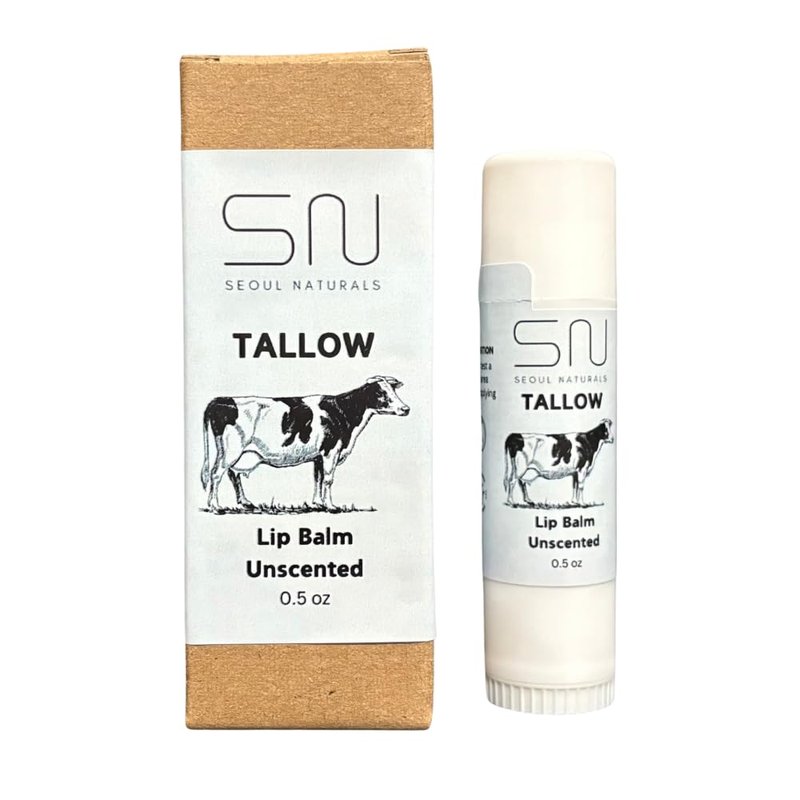 Seoul Naturals Tallow Lip Balm, Unscented, k beauty, 0.5 oz