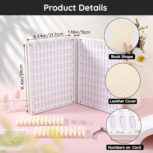 Segbeauty 216 Nail Colors Display Chart, Nail Polish Organizer Display Book with 240 False Nail Tips, Professional Nail Art Salon Supplies Nail Color Nail Gel Card Nail Sticks