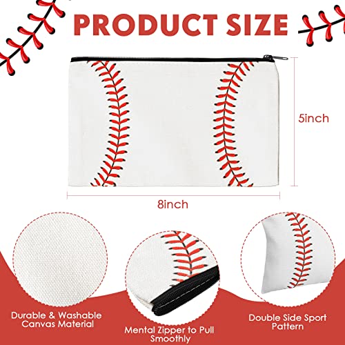 Eccliy 20 Pcs Baseball Makeup Bags Bulk Sport Team Gifts Baseball Cosmetic Bag Accessories for Women Toiletry Zipper Pouch Travel Canvas Gifts Stuff for Party Team Players Lover