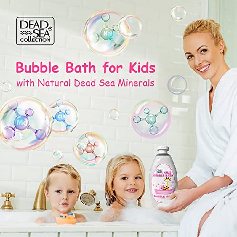 Dead Sea Collection Bubble Bath Kids with Bubble Gum Scent - Cleansing and Moisturizing Liquid Bubble Bath - Pure Dead Sea Minerals - Pack of 2 Large Bottles (67.6 fl.oz)