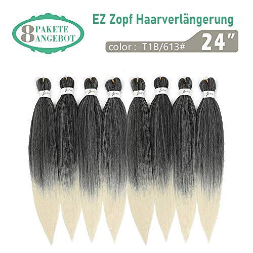 Pre Stretched Braiding Hair 24 Inch - 8 Packs Ombre Blonde Braids Synthetic Hair Extensions Professional Crochet Braid Neat Soft EZ Braids for Braiding Weave Yaki Straight