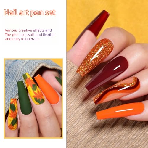 Nail Art Tool Set - 5 Dotting Tools & 5 Nail Liner Brushes for Salon, Professionals & Beginners