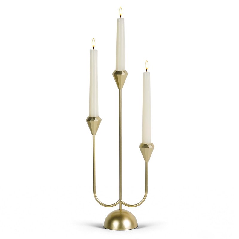NIKKY HOME Gold Candelabra Candle Holders Centerpieces for Tables, 3 Arm Modern Elegant Metal Taper Candlesticks Stand Fireplace Mantle Decor