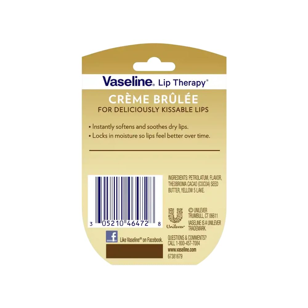 Vaseline Lip Therapy Lip Balm, Creme Brulee 0.25 oz (Pack of 9)