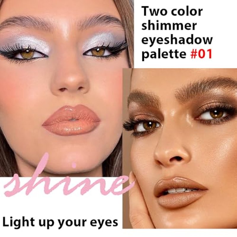 FeiCuiYun Double color eye shadow, Eyeshadows Creamy, high pigment eye makeup palette, matte shimmer metal eye shadow powder, Blendable, Ultra-Pigmented, Easy to Apply, Matte & Shimmer, (01)