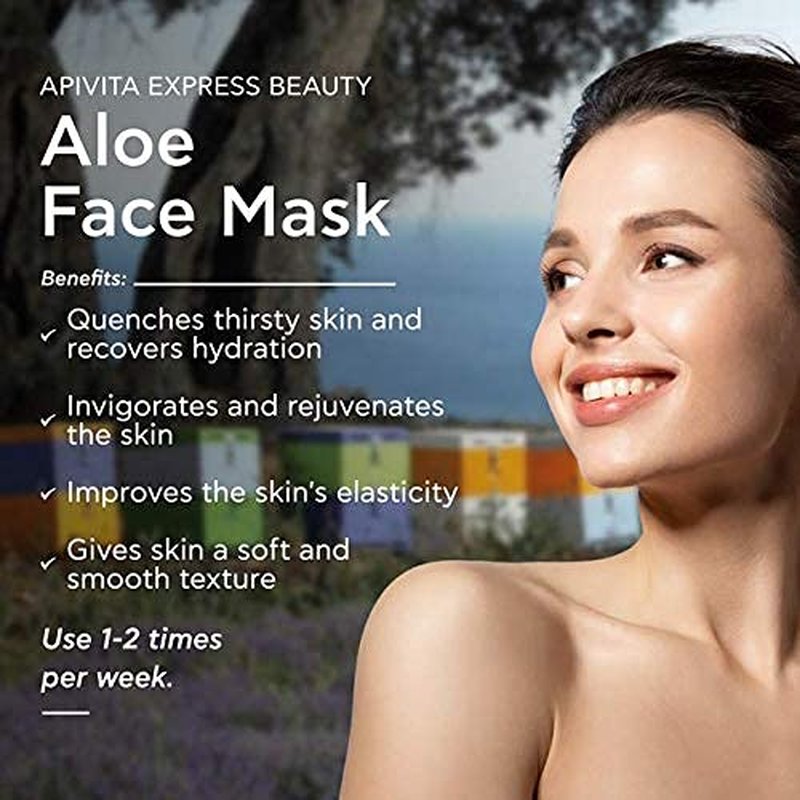Apivita Express Beauty Face Mask with Aloe & Shea Butter - Moisturizing, Refreshing & Elasticity Boost Treatment for All Skin Types - 12 Packettes x 0.27 Fl Oz