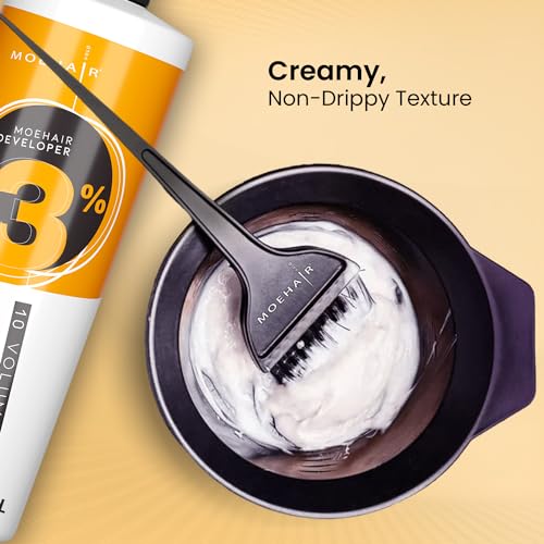 MOEHAIR Hair Color Developer 3% Hydrogen Peroxide, 10 Volume Creme Developer for Hair Coloring and Bleaching, Paraben-Free, Peach Fragrance 32 Fl. Oz