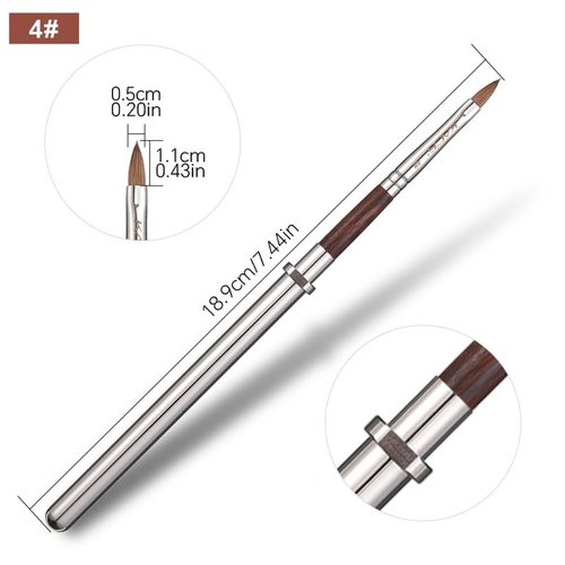 KADS Acrylic Nail Brush with Penholder Nail Brush for Acrylic Application-Oval Shaped Powder Nail Design Tools for Professional Manicure DIY Home Salon (4#)