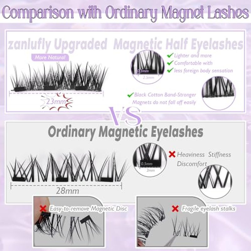 Magnetic Eyelashes Cat Eye Lashes Magnetic Eyelashes Natural Double Sided Magnetic Lashes No Glue Lashes Wispy Eyelashes with Magnetic Applicator
