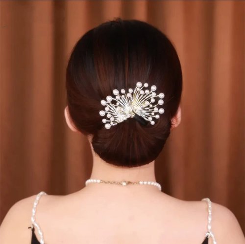 Ins Style Elegant Lazy Hair Curler, French Twist Hair Bun Maker, Lazy Flower Hairpin,Rhinestone Hand-Embroidered Flower Hair Accessory (2Pcs-Fish Tail+Pearl)