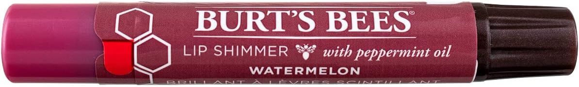 Burt's Bees Lip Shimmer, 100% Natural Moisturizing, with Peppermint Oil, Guava, 0.09 Oz - 6 Pack