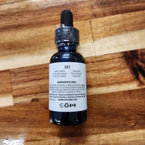 HENRI ET VICTORIA Beard Oil Amande Fragrance | Canadian Made by Skilled Artisan | Moisturizing, Non-Greasy, Natural Ingredients