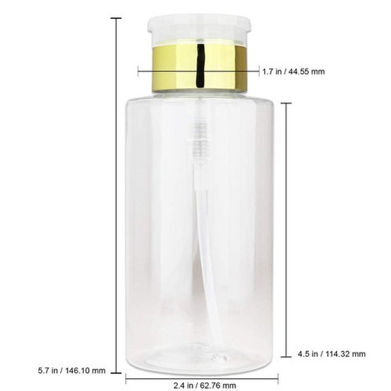 10oz Push Down Pump Dispenser Flip Top Cap Refillable Empty Bottle - Color: Gold - Lockable Travel Cosmetic Packaging Empty Bottle for Nail Polish Manicure