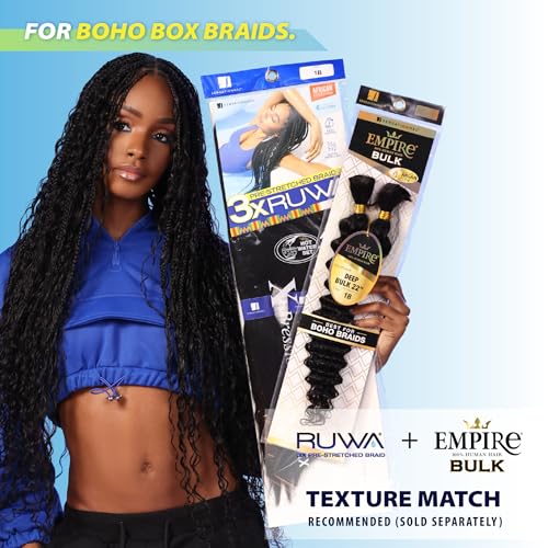 Sensationnel Ruwa prestretched braiding hair - 3x 48 inch water repellent kanekalon fast dry synthetic sports itch free (5 pack, 1 JETBLACK)