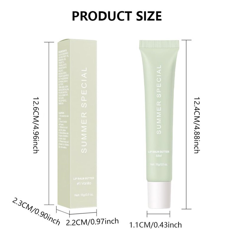 HHLTOH Summer Special Butter Lip Balm – Ultra-Hydrating Lip Care with Shea Butter & Olive Oil, Soothes Dry Lips with Natural Tint & Gloss Effect, Lip Plumper Moisture & Light Lip Stain Finish #2 Mint