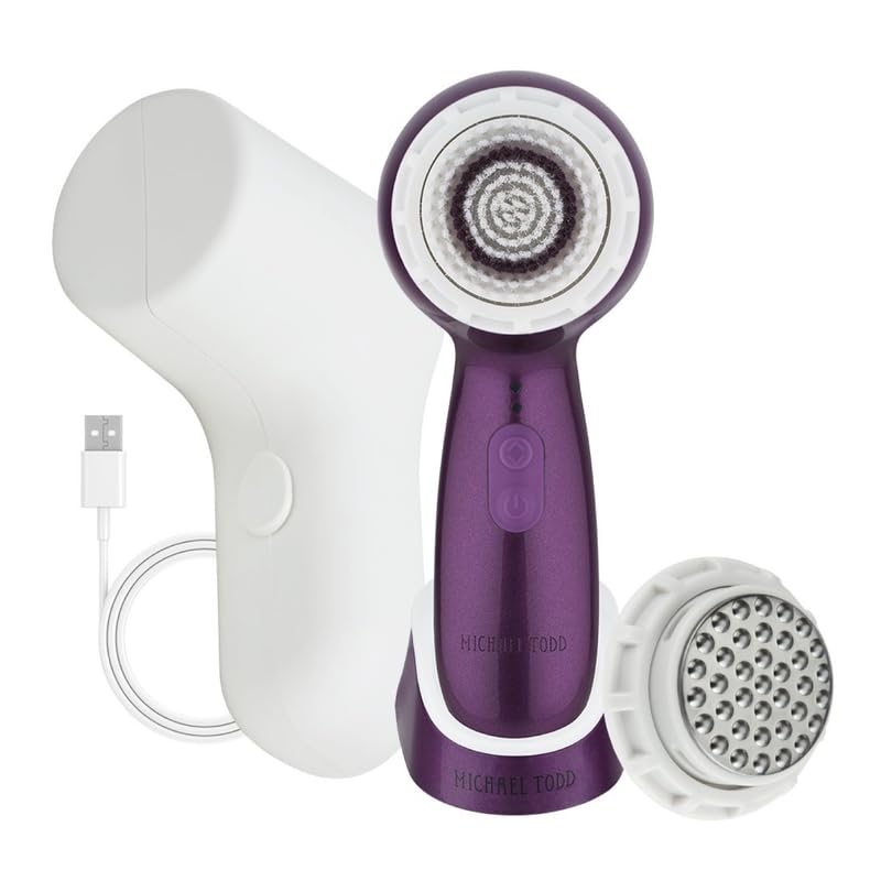 Michael Todd Beauty – Soniclear Petite – Facial Cleansing Brush System – 3-Speed Powered Exfoliating Face Brush, Purple Metallic