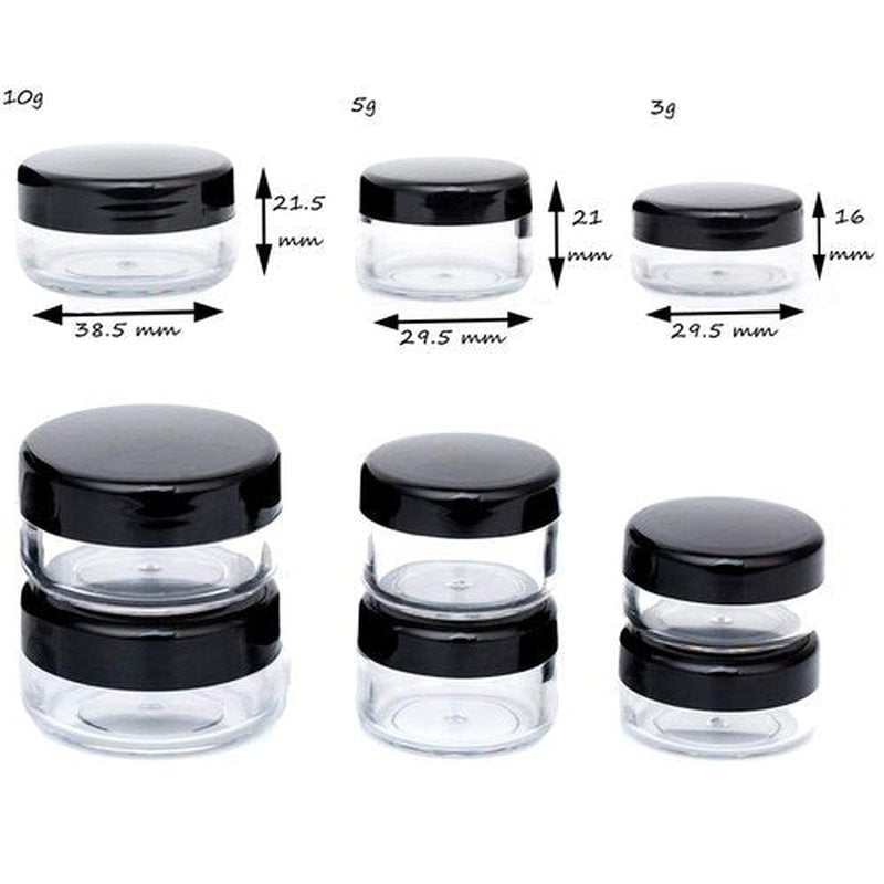 ZEJIA 10 Gram Sample Containers, 40 Count Cosmetic Containers with Lids, Refillable Empty Sample Jars, Small Plastic Containers with Lids (Black)
