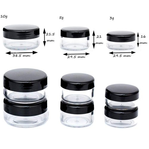 ZEJIA 10 Gram Sample Containers, 40 Count Cosmetic Containers with Lids, Refillable Empty Sample Jars, Small Plastic Containers with Lids (Black)
