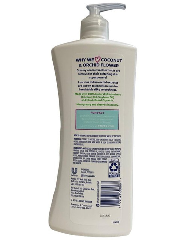 St. Ives Softening Body Lotion Coconut & Orchid Extract 21 oz (Pack of 2)