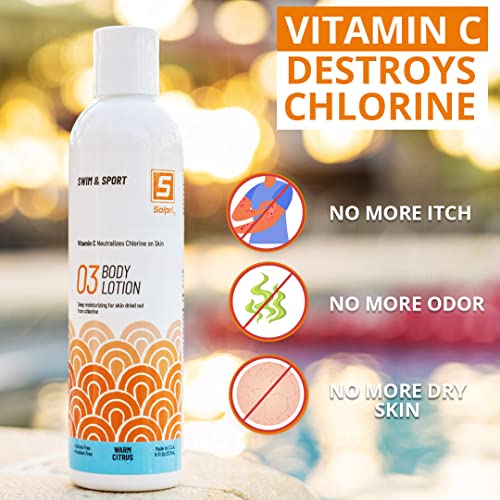 Solpri Pre and After Swim Lotion with Vitamin C 8 Fl Oz - Pre Swim Chlorine Skin Protection, Pre Swim Lotion for Chlorine (8 Fluid Ounce, Unscented)