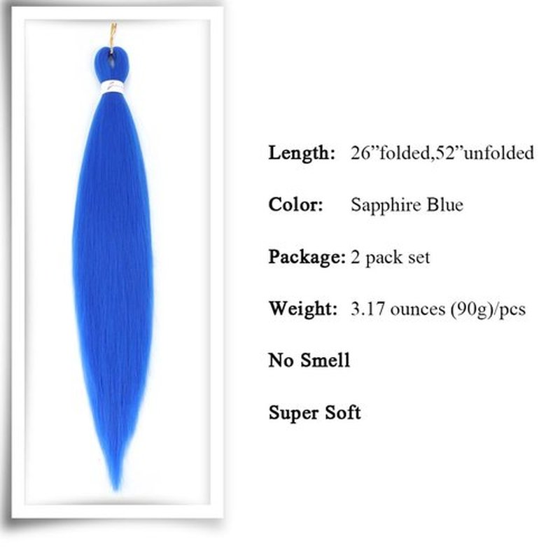 Colored Ombre Braiding Hair Pre Stretched 2 Packs - 26 Inch Braiding Hair Professional Synthetic Prestretched Crochet Braids Hair Extension Itch Free Hot Water Setting Yaki Texture(Blue/Light Blue#)