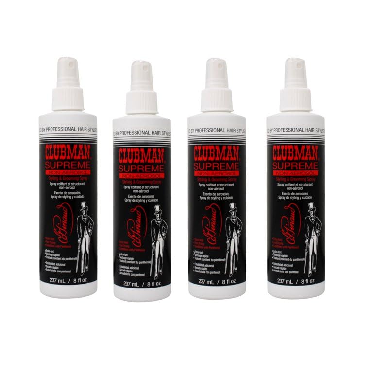 Clubman Supreme Non-Aerosol Styling & Grooming Spray 8 oz (Pack of 4)