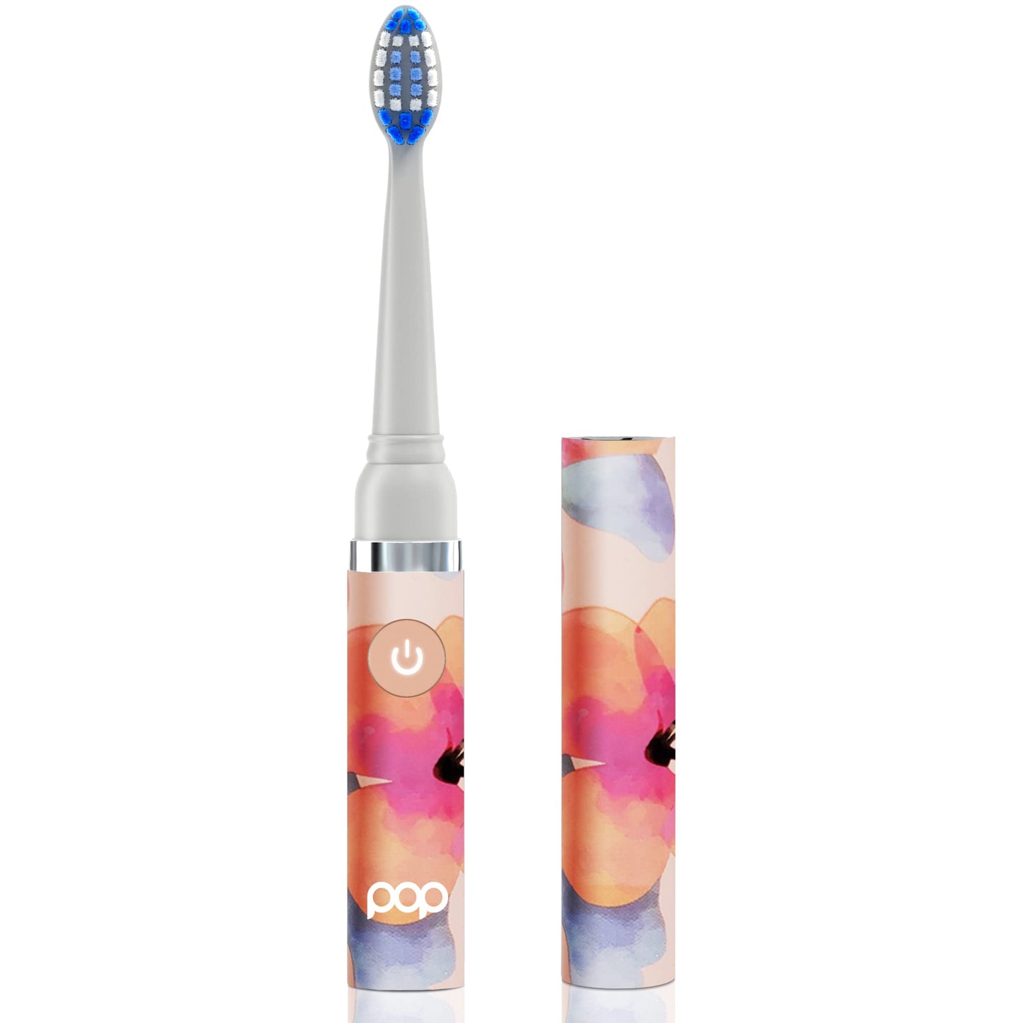 Pop Sonic Electric Toothbrush (Pink Watercolor) - Travel Toothbrushes w/AAA Battery | Kids Electric Toothbrushes with 2 Speed & 15,000-30,000 Strokes/Minute, Dupont Nylon Bristles