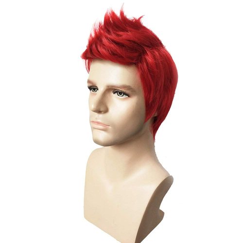 RightOn Red Wig for Men Short Red Wigs for Cosplay Party Wig with Wig Cap