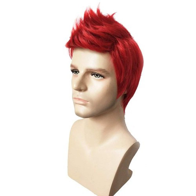 RightOn Red Wig for Men Short Red Wigs for Cosplay Party Wig with Wig Cap