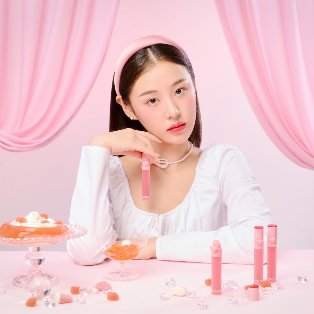 YNM Heart Jelling Tint, STRAWBERRY JELLING, Silicone Lip Brush Included, K-Beauty, Non-Sticky, Moisturizing, Smudge-Proof, Korean Lip Tint, Long-Lasting, Vivid Color, 0.09 oz