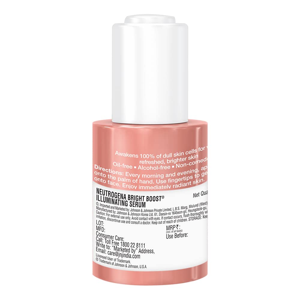 Neutrogena Bright Boost Illuminating Face Serum with Neoglucosamine & Turmeric Extract for Even Skin Tone, Resurfacing Serum for Face to Reduce Dark Spots & Hyperpigmentation, 0.3 fl. oz