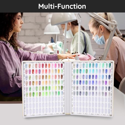 Segbeauty 216 Nail Colors Display Chart, Nail Polish Organizer Display Book with 240 False Nail Tips, Professional Nail Art Salon Supplies Nail Color Nail Gel Card Nail Sticks