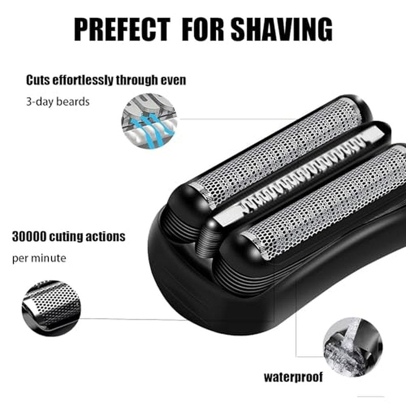 21B-Series 3 Replacement Heads Compatible with Braun Series 3 Electric Shaver for Braun S3 Foil Shaver fit for Electeic Razor 5409,3040s,300s,310s,320s,3050cc,3090cc,3010s,3030s