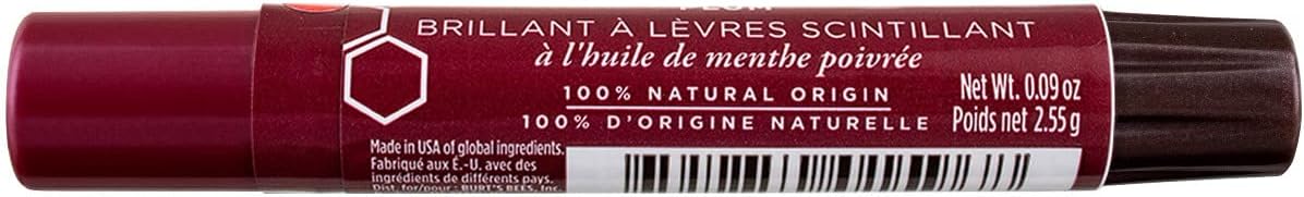 Burt's Bees Lip Shimmer, 100% Natural Moisturizing, with Peppermint Oil, Guava, 0.09 Oz - 6 Pack