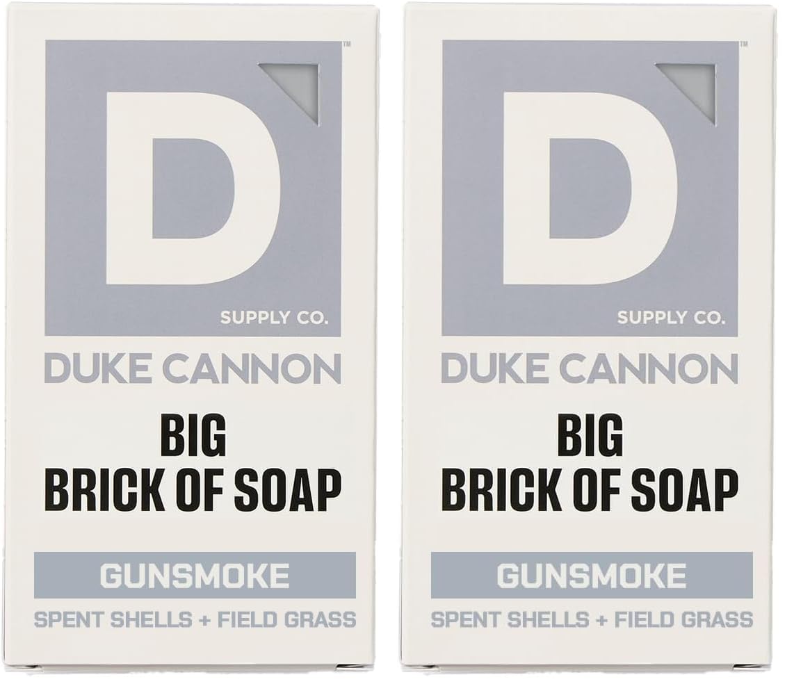 Duke Cannon Supply Co. Extra Large Bar Soap - Men's Natural Bar Soap with a Masculine Scent - Spent Shells + Field Grass - Body Soap for Men - All Skin Types - Big Brick of Soap - Gun Smoke (10 oz)