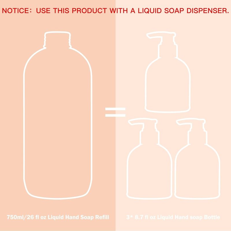 Liquid Hand Soap Refill - Jasmine Scent, Gentle & Moisturizing Formula | 750 ML / 26 FLOZ