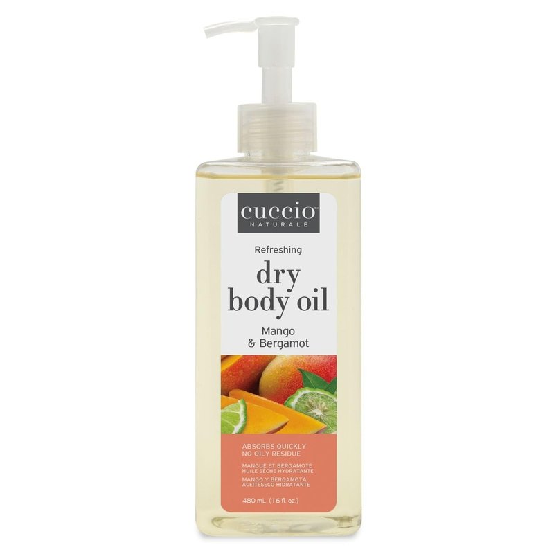 Cuccio Naturale Hydrating Dry Body Oil – Mango & Bergamot, Fast‑Absorbing Non‑Greasy Moisturizer for Bright Soft Skin, 15.5 fl oz
