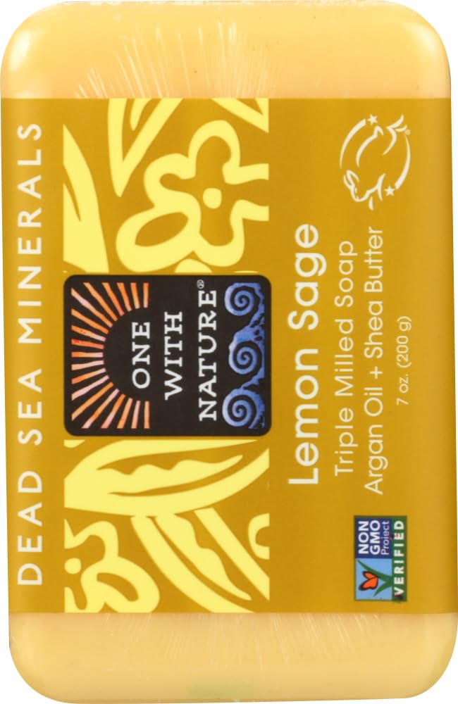 One With Nature Dead Sea Mineral Soap, Lemon Sage, 7-Ounces (Pack of 6)
