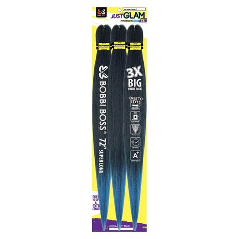 BOBBI BOSS Just Glam 3X Pre-Feathered Braid 72" (3-Pack, T1B/613)