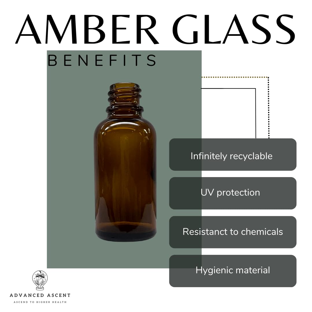 ADVANCED ASCENT Amber Glass 1 oz Nasal Sprayer! EMPTY, Refillable, Travel Sized, Quality Glass for Saline Applications! (2 Pack)